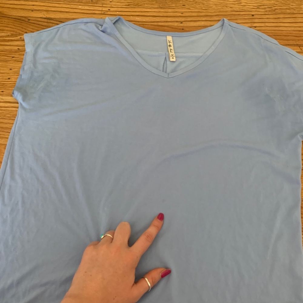 3 Basic Tee Shirt Bundle Baby Blue, Striped &White - Picture 6 of 8